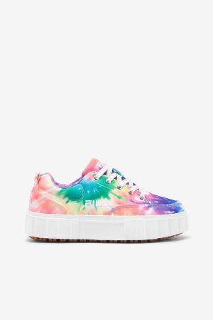 FILA Sandblast Low Tie Dye Sneakers White / White,Womens Shoes | CA.TARWOB678